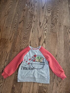 Star Wars - Grey Grogu Valentine Sweatshirt with Red  Sleeves - Toddler 3T